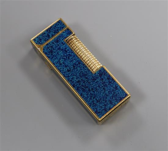 A Dunhill faux lapis rollagas lighter